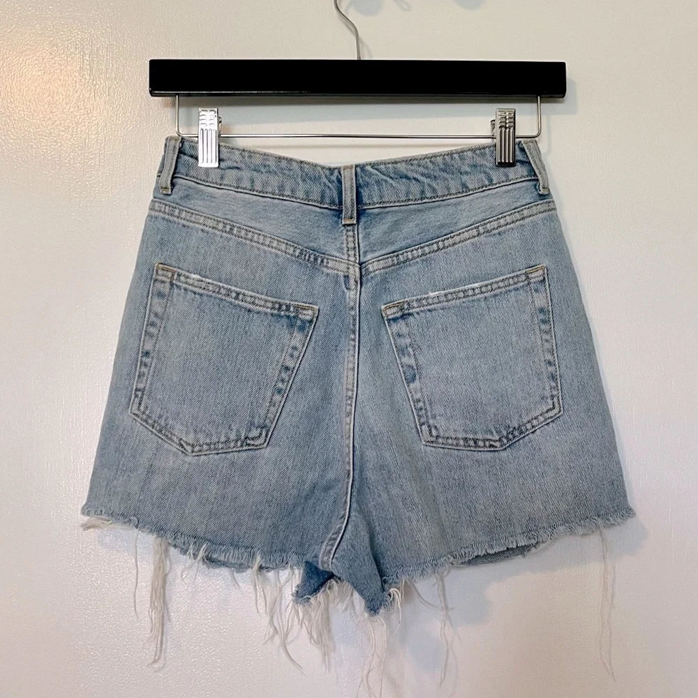Topshop High-Waisted Light Wash Cutoff Jean Shorts